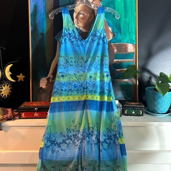 My Michelle Y2K Vibrant Blue and Green Midi Dress M - Picture 2 of 14